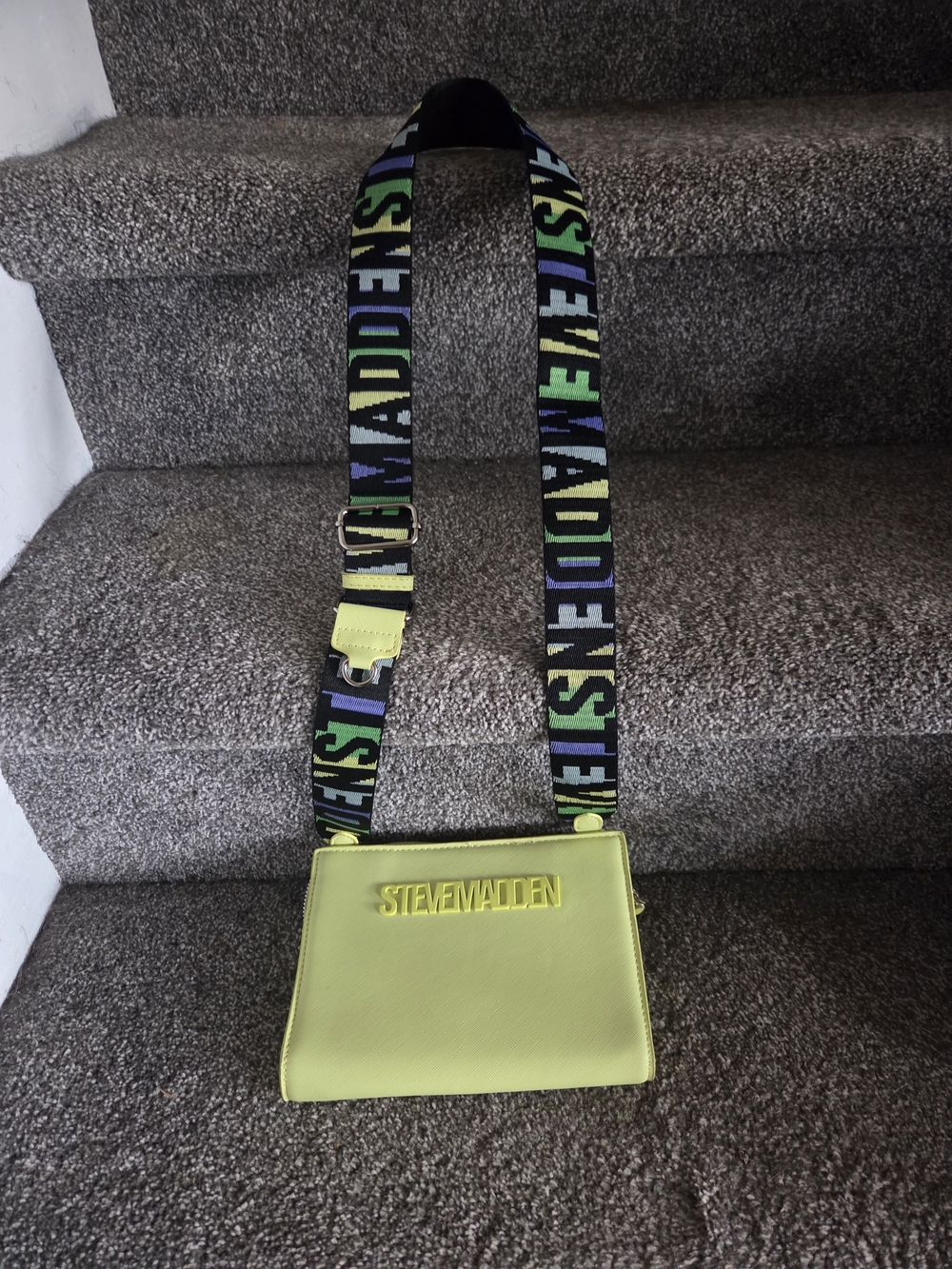 Steve Madden Neon Yellow Crossbody with Branded Black Strap